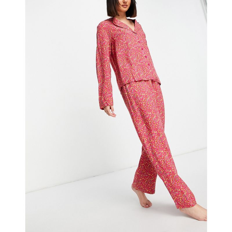Abbigliamento notte Donna DESIGN - Mix & Match - Completo in modal con stampa a fiorellini rossi e rosa