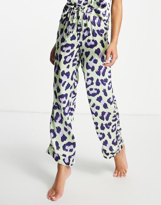 ASOS DESIGN mix & match satin animal jacquard pajama shirt in