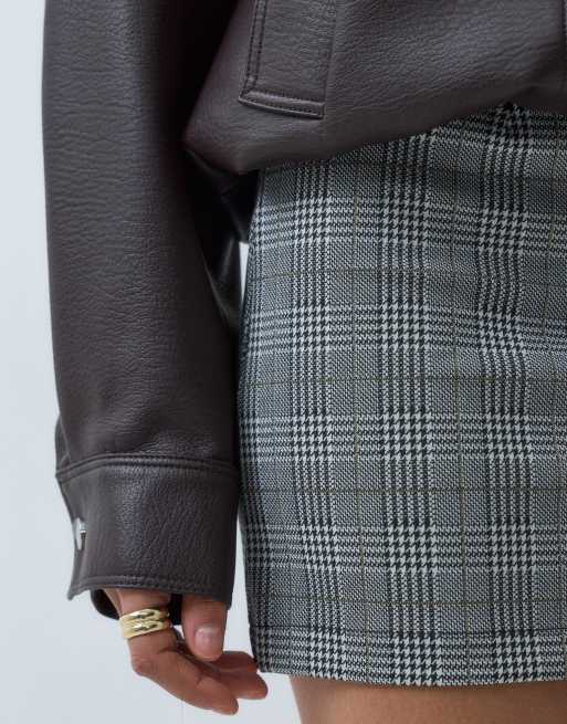 ASOS DESIGN mix & match pelmet mini rok in monochrome ruit, 4 van 5