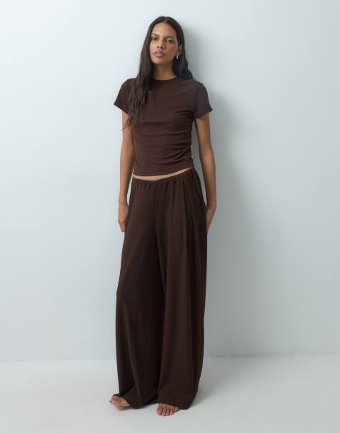 ASOS DESIGN - Mix & Match - Pigiama da casa color cioccolato a coste - view 1