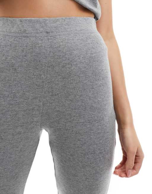 ASOS DESIGN Mix & Match pointelle pyjama leggings in grey, 3 of 4