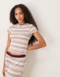 [ASOS DESIGN] ASOS DESIGN Mix & Match pyjama baby tee in red fair isle print S Red fairisle