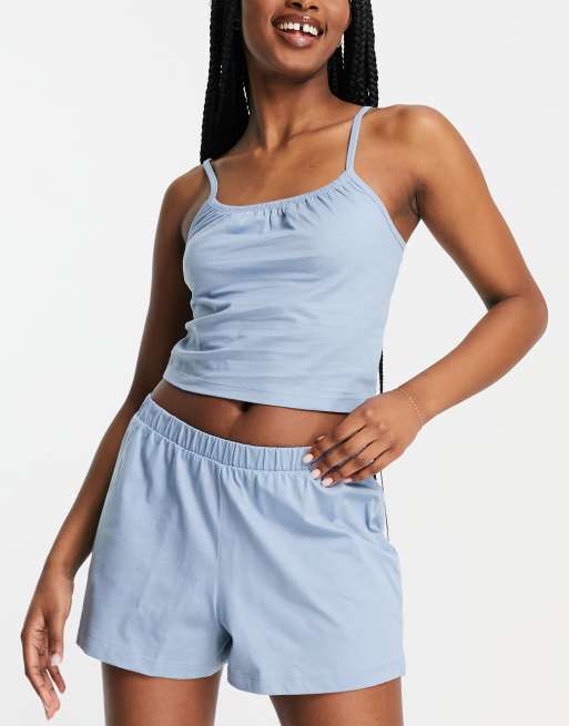 ASOS DESIGN – Mix & Match – Pyjama aus Bio-Baumwolle in Blau, 6 von 6