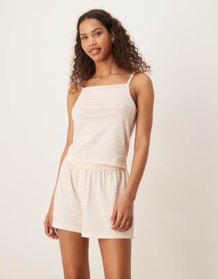 ASOS DESIGN - Mix & Match - Pyjama-Camisole-Oberteil mit Streifen in Rosa