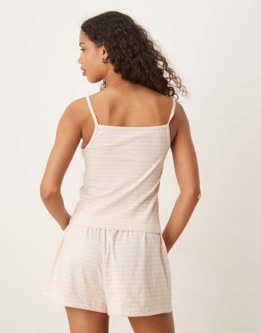 ASOS DESIGN – Mix & Match – Pyjama-Camisole-Oberteil mit Streifen in Rosa, 3 von 4