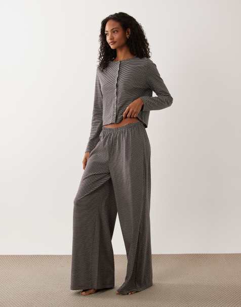 ASOS DESIGN - Mix & Match - Pyjama rayé - Marron - view 1