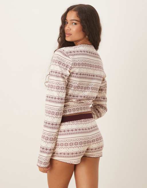 ASOS DESIGN mix & match pyjama short in red fairisle print