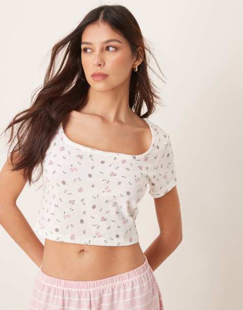 ASOS DESIGN - Mix & Match - Pyjama T-shirt met fijne fruitprint - view 1