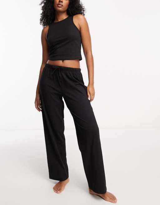 ASOS DESIGN – Mix & Match – Pyjama-Top aus Baumwolle mit Racer-Design vorn in Schwarz, 4 von 4