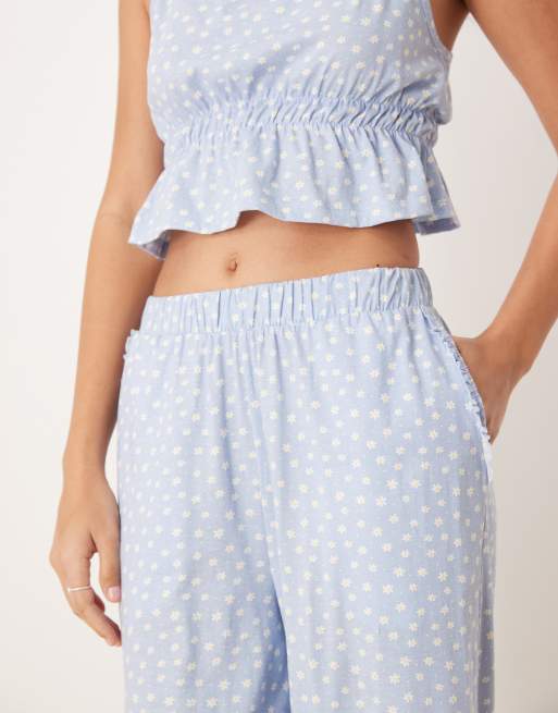 ASOS DESIGN mix & match pyjama trouser in blue daisy print, 2 of 4
