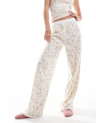 ASOS DESIGN mix & match pyjama trouser with exposed waistband in rodeo print-Neutral