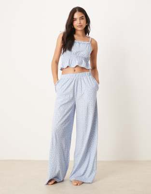 ASOS DESIGN - Mix & Match - Pyjamahose in Blau mit Gänseblümchenmuster