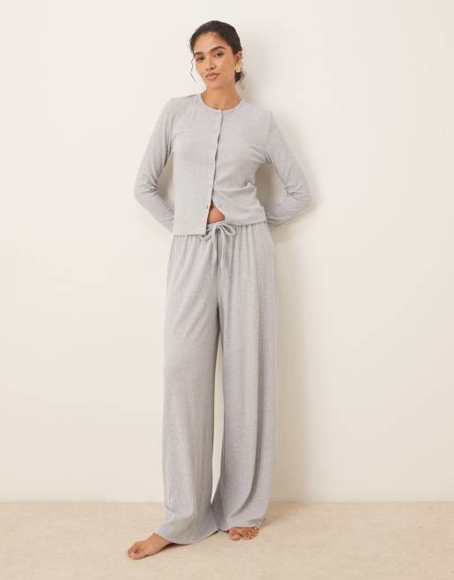ASOS DESIGN mix & match rib loungewear in grey