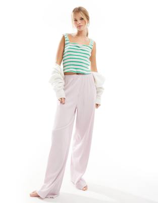 mix & match rib pajama pants in lilac-Purple