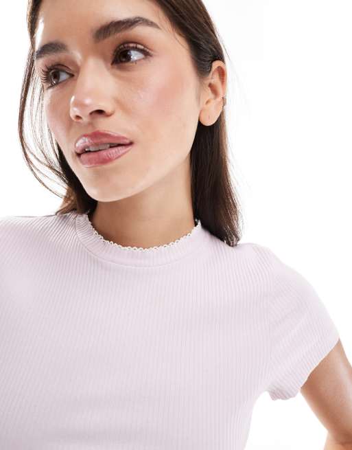 ASOS DESIGN mix & match rib pajama tee in lilac