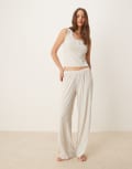 [ASOS DESIGN] ASOS DESIGN Mix & Match rib pyjama pants in beige-Neutral L BEIGE