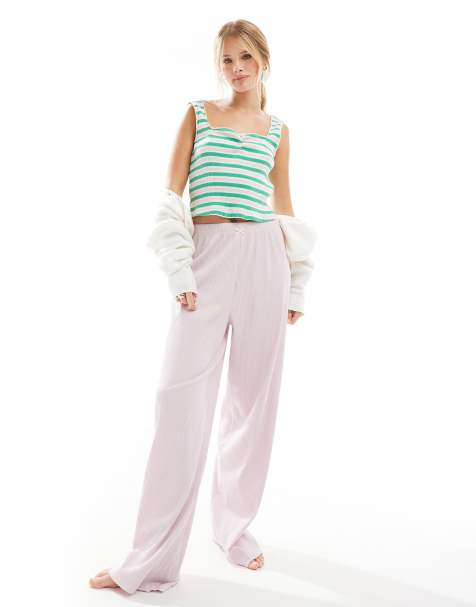 ASOS DESIGN mix & match rib pyjama trouser in lilac - view 1