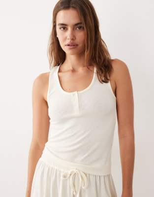 Asos Design Mix & Match Ribbed Pajama Flippy Short In White