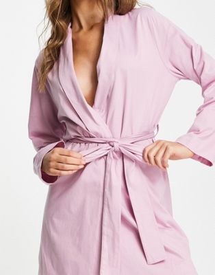 Lingerie et pyjamas Mix & Match - Robe de chambre courte en coton biologique - Rose