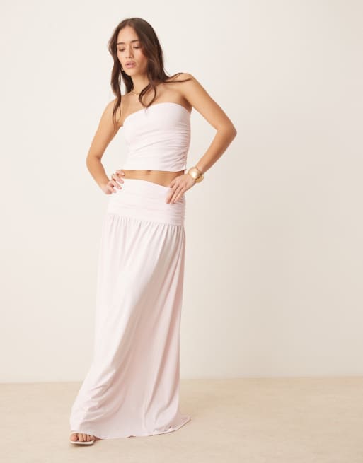ASOS DESIGN mix & match ruched bandeau top in pastel pink, 2 of 4
