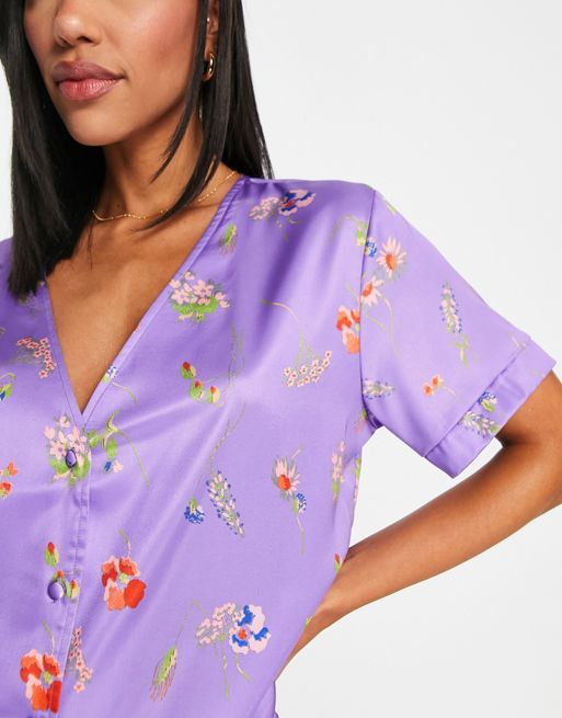 ASOS DESIGN mix & match Bratz pajama cami with ring detail in purple