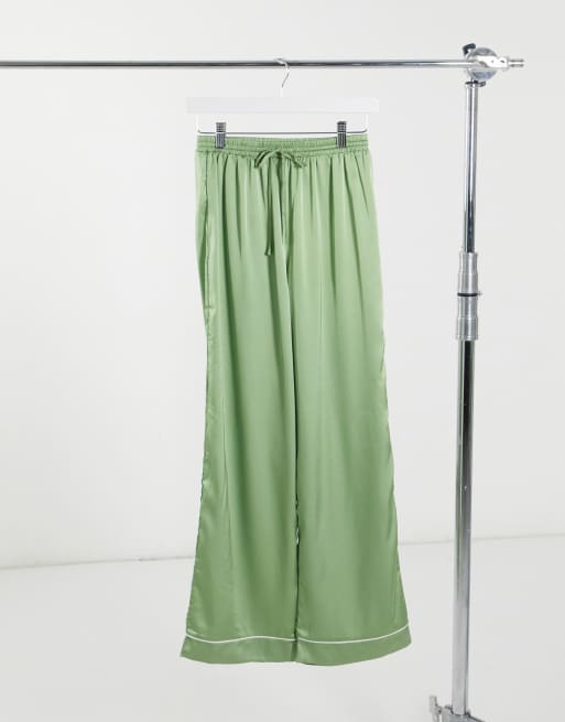 ASOS DESIGN mix & match satin pyjama trouser in sage