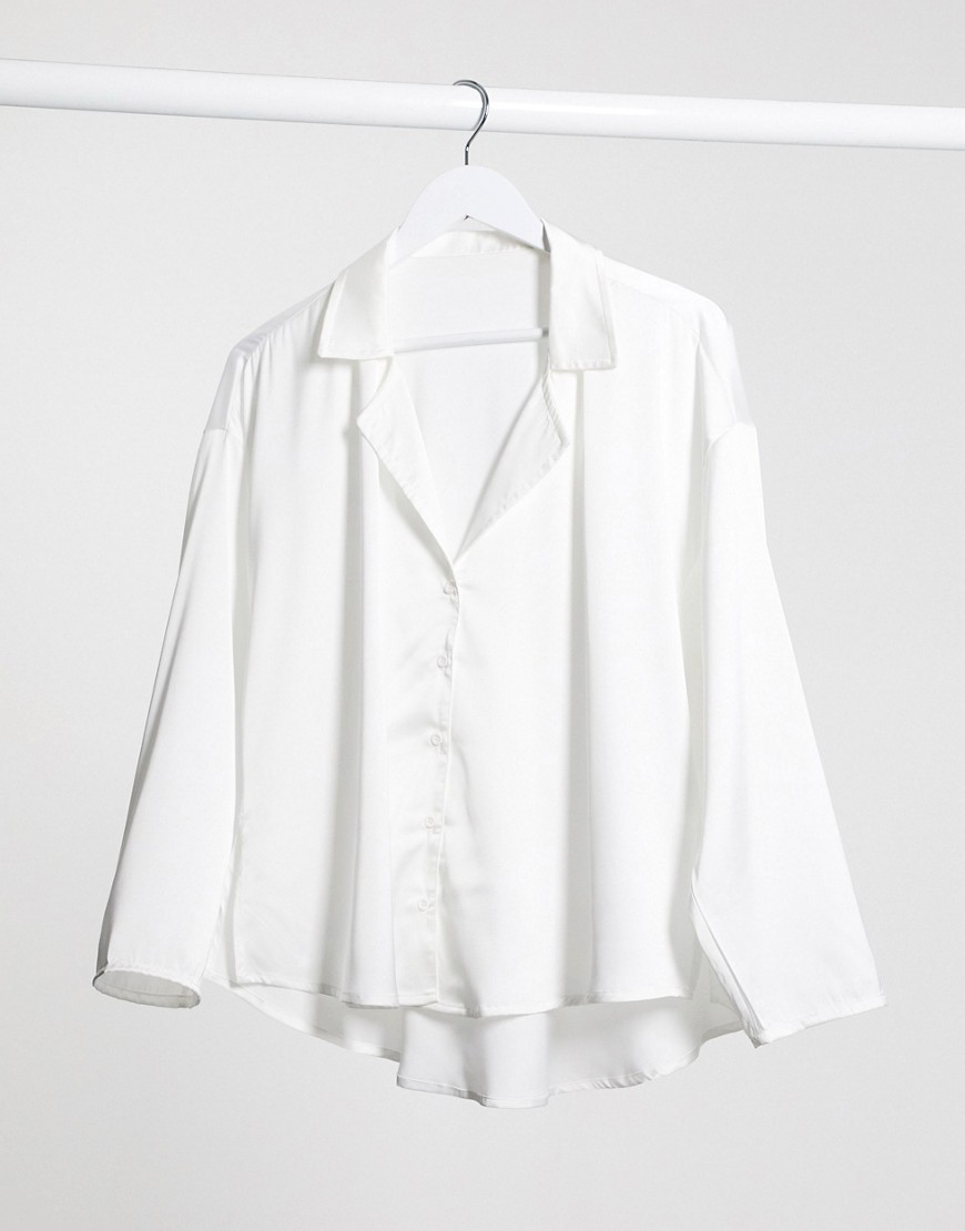 ASOS DESIGN mix & match satin shirt in white