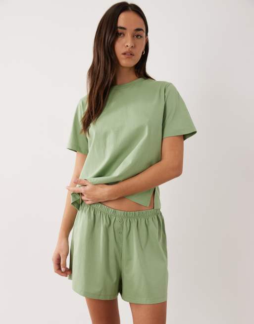 ASOS DESIGN – Mix & Match – Pyjama aus Baumwolle in Pistaziengrün, 5 von 5