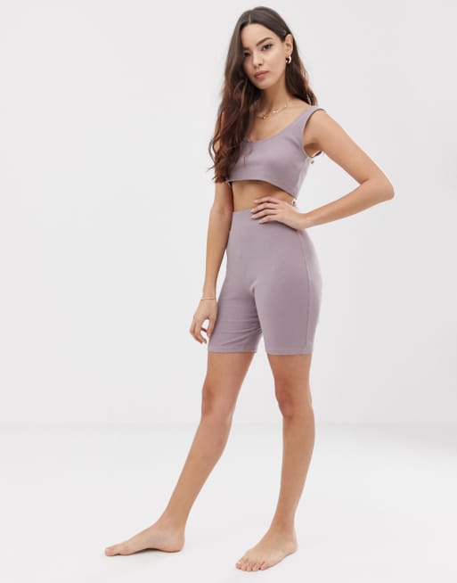 ASOS DESIGN - mix & match - Crop top confort côtelé avec encolure ronde et short, 3 de 3