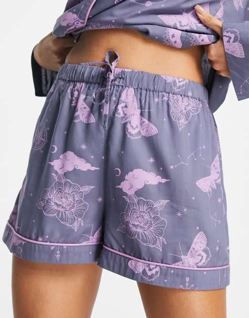 ASOS DESIGN - Mix & Match - Short de pyjama en modal à motif astrologie - Bleu
