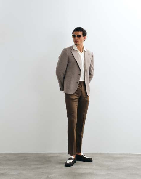 ASOS DESIGN mix & match slim-fit pantalon in bruin - view 1