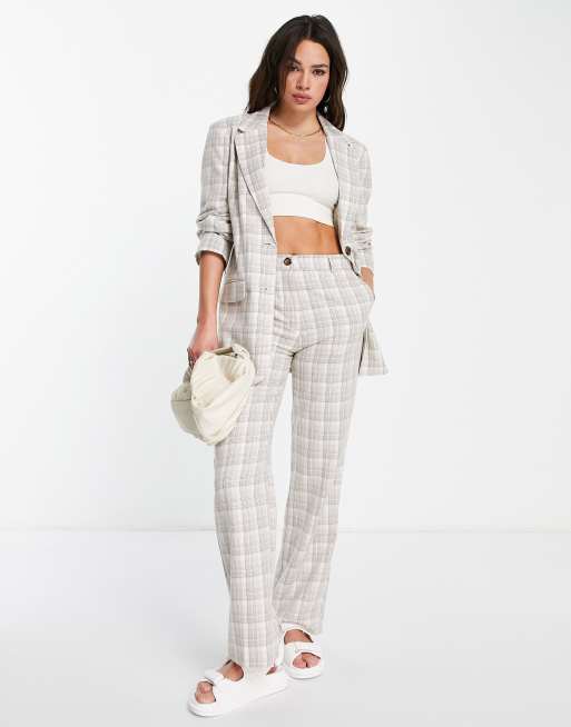 ASOS DESIGN mix & match slim straight suit pants in light check