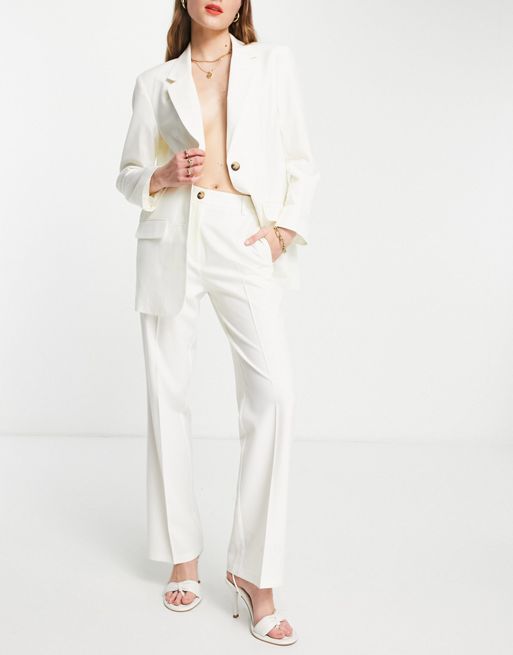ASOS DESIGN mix & match slim straight suit trousers in ivory | ASOS