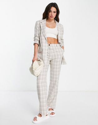 ASOS DESIGN mix & match slim straight suit trousers in light check