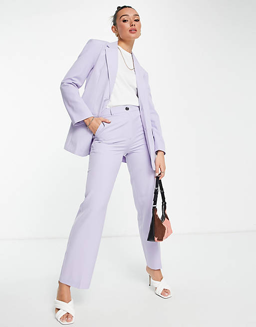 ASOS DESIGN mix & match slim straight suit trousers in lilac | ASOS