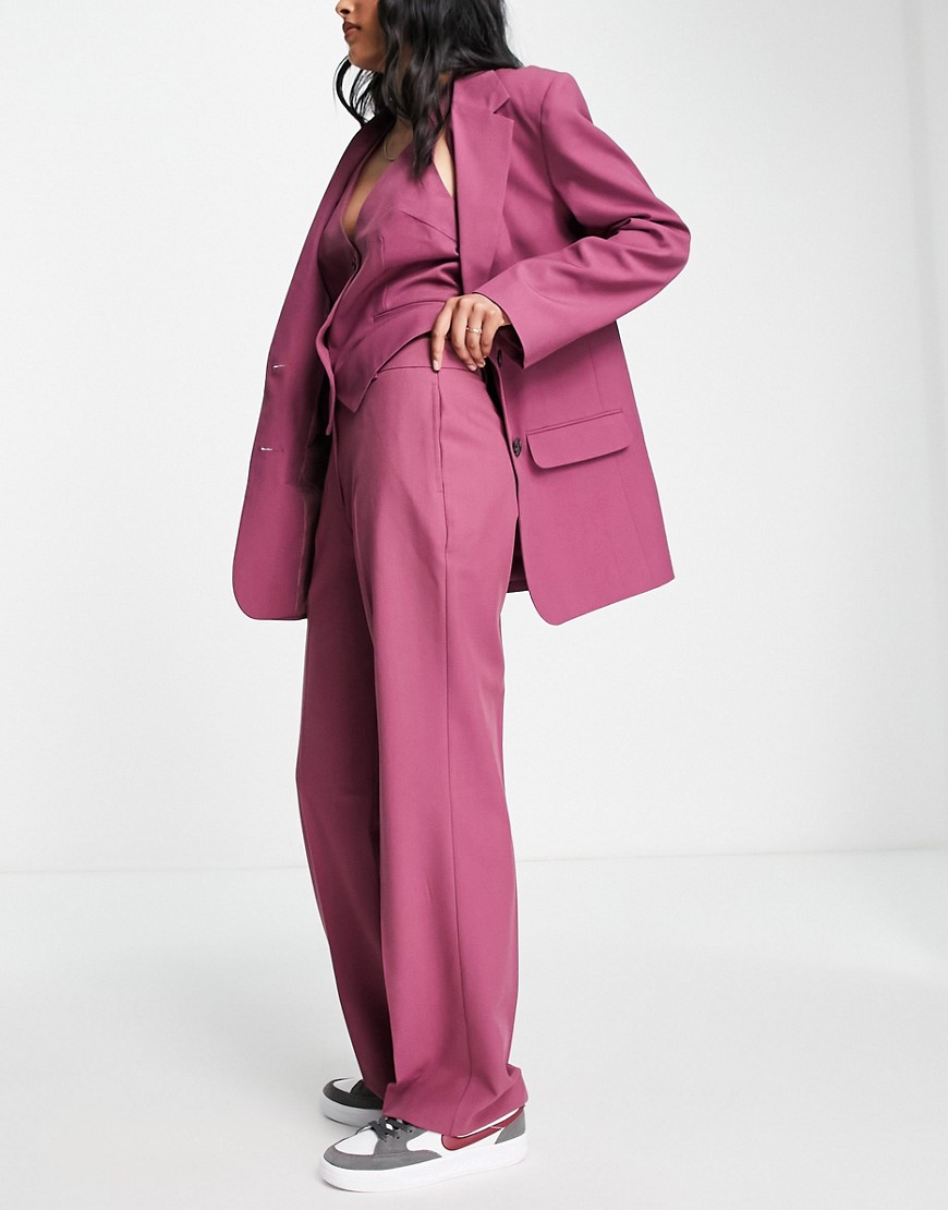 ASOS DESIGN Mix & Match slim straight suit trousers in plum-Purple