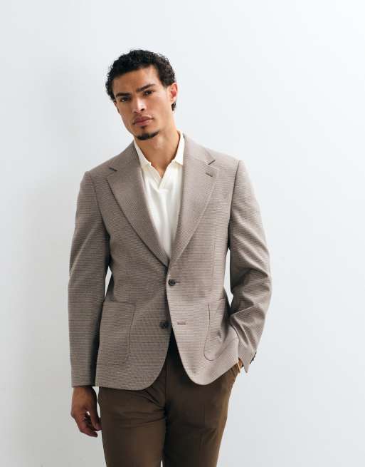 ASOS DESIGN mix & match slim suit jacket in beige micro check, 5 of 5