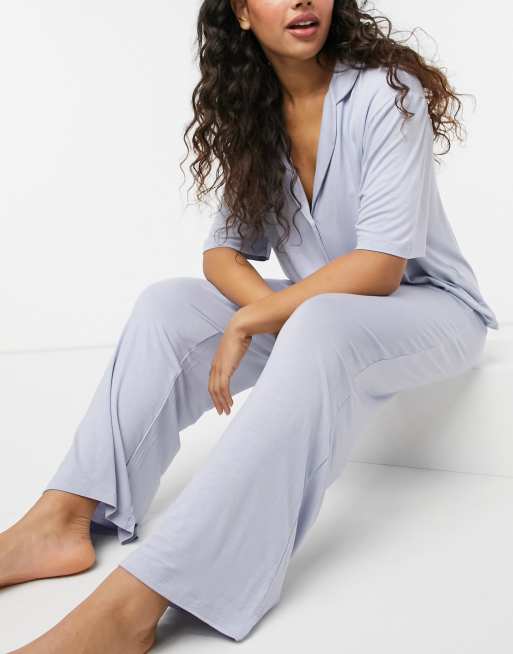 ASOS DESIGN mix & match soft pajama pant with elastic waistband in blue