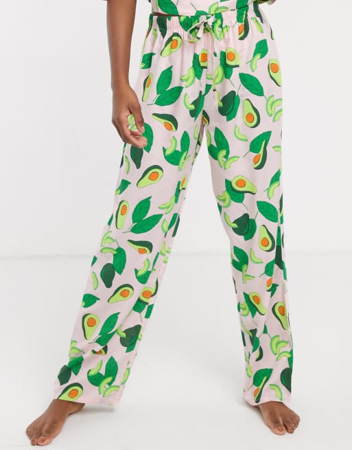 ASOS DESIGN – Mix & Match – Spodnie z modalu z nadrukiem we wzór awokado