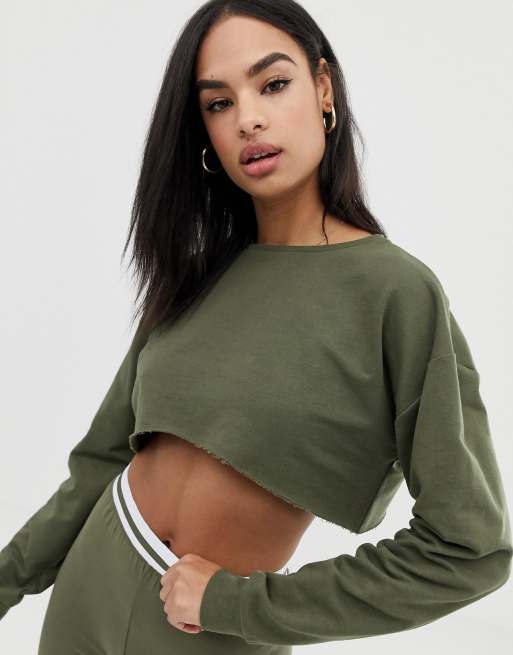 ASOS DESIGN mix match sporty super crop raw edge sweater