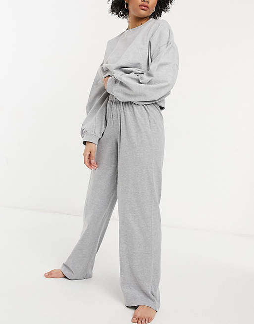 ASOS DESIGN mix & match straight leg jersey pajama bottoms in gray marl