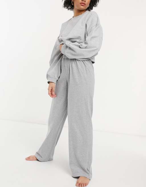 ASOS DESIGN mix match straight leg jersey pajama bottoms in gray marl