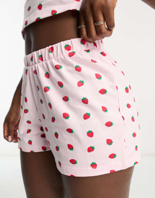 ASOS DESIGN mix & match cotton pajama shorts in pink - PINK