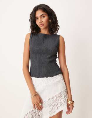 ASOS DESIGN - Mix & Match - Strukturiertes Tanktop in Marineblau-Schwarz