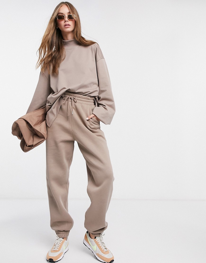 Asos Design Mix & Match Two-piece Super Oversized Jogger In Mushroom-brown
