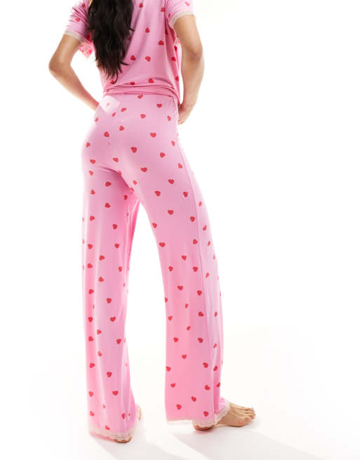 ASOS DESIGN mix match super soft heart print pajama pants in