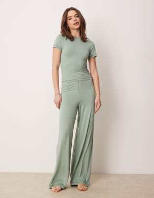 ASOS DESIGN mix & match super soft pyjama trouser in green-Pink φωτογραφία