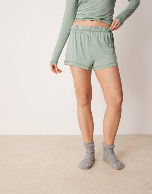 ASOS DESIGN – Mix & Match – Superweiche Pyjama-Shorts in Grün, 2 von 5