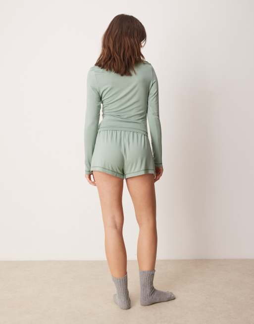 ASOS DESIGN – Mix & Match – Superweiche Pyjama-Shorts in Grün, 5 von 5