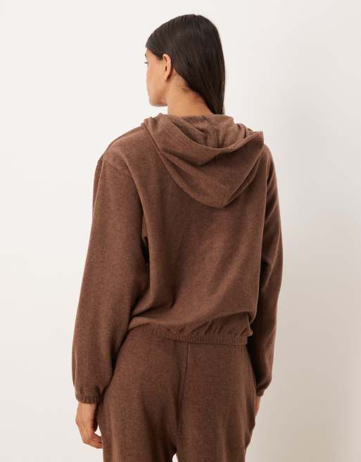ASOS DESIGN - Mix & Match - Sweat à capuche oversize en polaire légère - Marron chocolat, 3 de 4